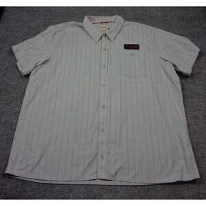 Simms Shirt Mens 2XL Gray Short Sleeve Fishing Button Front Zip Pocket Shop